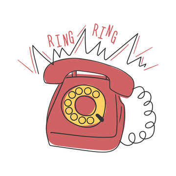 Ringing Retro Rotary Telephone Vector Illustration