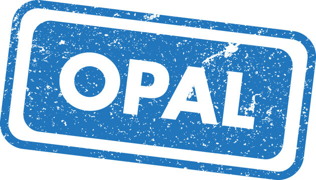 Distressed blue stamp with 'opal' text isolated on white background commercial use graphic
