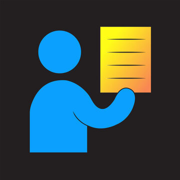Minimalist icon of person holding a document or information sheet with document
