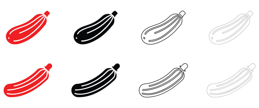 Zucchini icon vector, zucchini vegetable squash food vector, silhouette and line art illustration