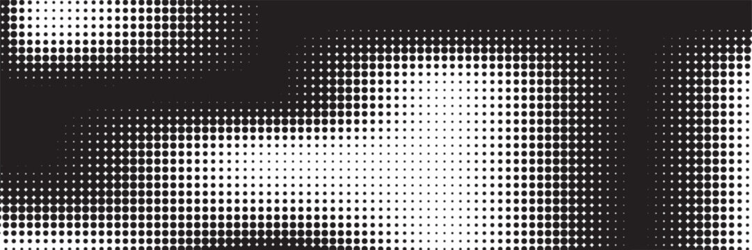 black Halftone Vector Background - Retro Pop Art Dotted Texture Banner