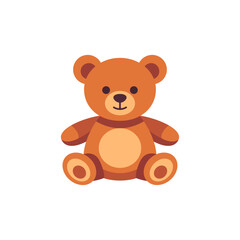 Fototapeta premium Brown teddy bear with round ears, facial features, soft body, and seated pose, comforting bedtime toy for nursery, childhood, sleep routine, and cozy bedroom design, colorful illustration