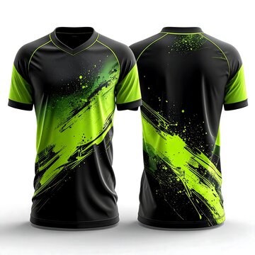 Black and neon green cycling jersey front and back.