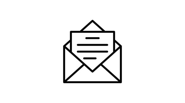electronic mail, mail, email, or E-mail animated icon. Newsletter, mailbox, or open message icon animation