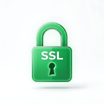 Green SSL padlock icon symbolizing online security and data protection.