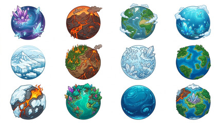 Twelve Planets Representing Different Seasons And Elements. © akagami