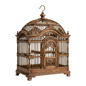 Elegant antique brass birdcage with intricate filigree design