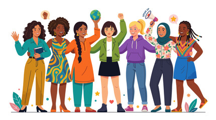 Obraz premium Diverse Women Group Celebrating Together - Unity, Empowerment, Global Sisterhood