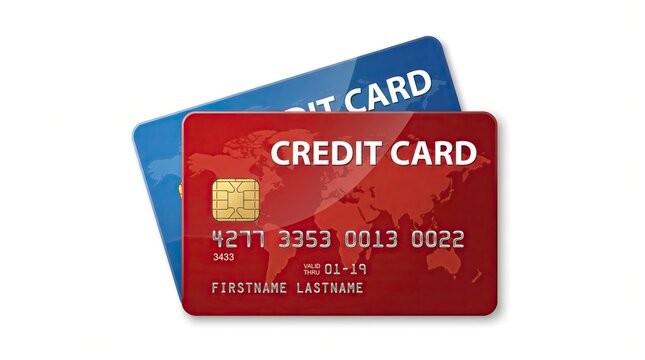 Credit Card Payment Method with Debit Card on White Background