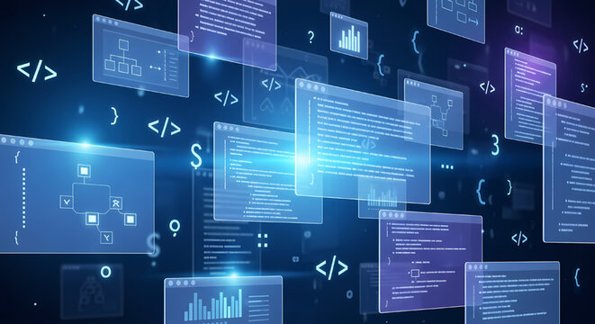 Abstract digital coding and software programming concept