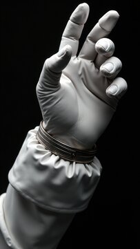 A white-gloved hand holding a chain, perfect for representing freedom or confinement