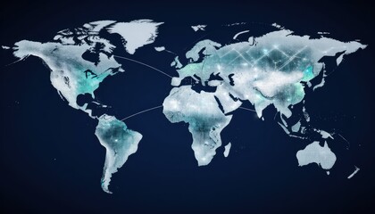 Fototapeta premium Global connectivity visualizing data flow across world map digital environment infographic perspective