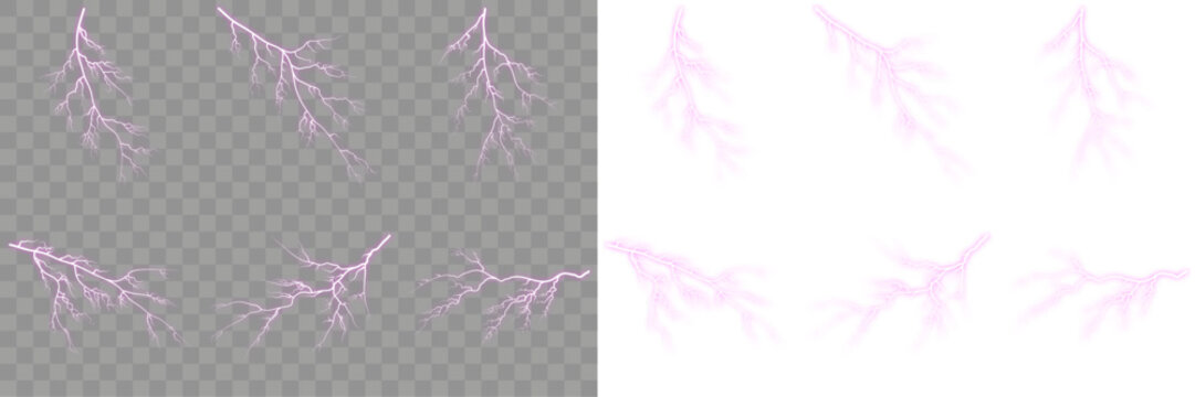 Bundle of lightning bolt shape Striking violet luminous, with mystical mood.