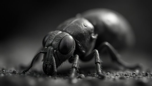 A close-up image of a fly in black and white