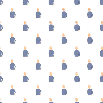 Elderly man illustration creating a repeating pattern for retirement and aging concept