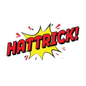 HATTRICK! Football Comic Text Sticker Vector