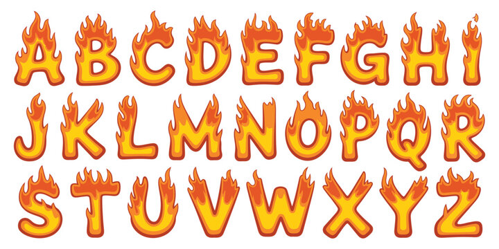 Fire Alphabet Font Vector bold burning flame letter style with blazing typography design for creative display headline poster and branding design