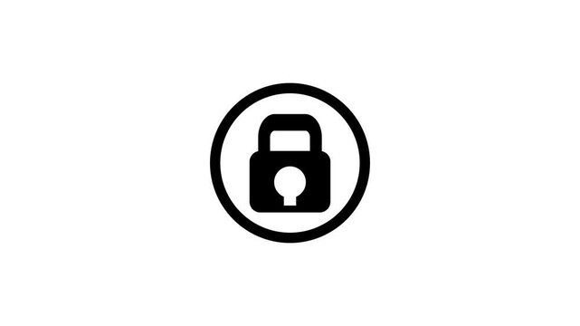 Lock icon animation, lock to unlock concept, on a white background, An unlocked padlock icon, with 4k video