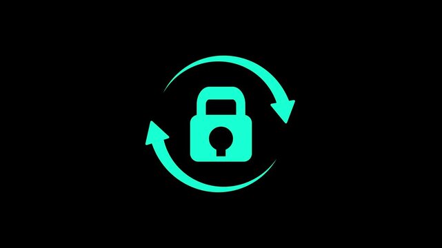 Lock icon animation, lock to unlock concept, on a black background, An unlocked padlock icon, with 4k video