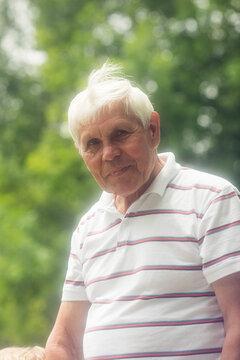 Portrait of a happy senior man 77 years old.