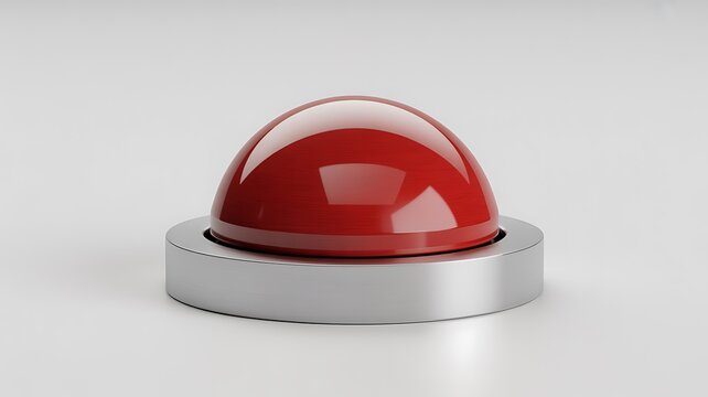 Red emergency button, shiny panic button, alarm button, alert button