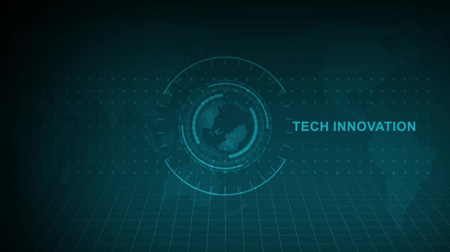 Hud tech innovation concept with digital display of world map and network connections, digital data global technology innovation.