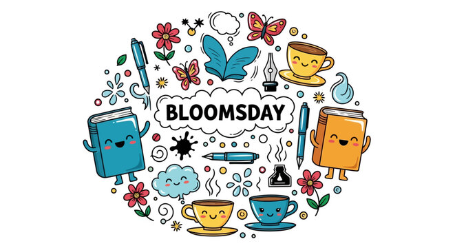 Bloomsday celebration with cartoon characters.