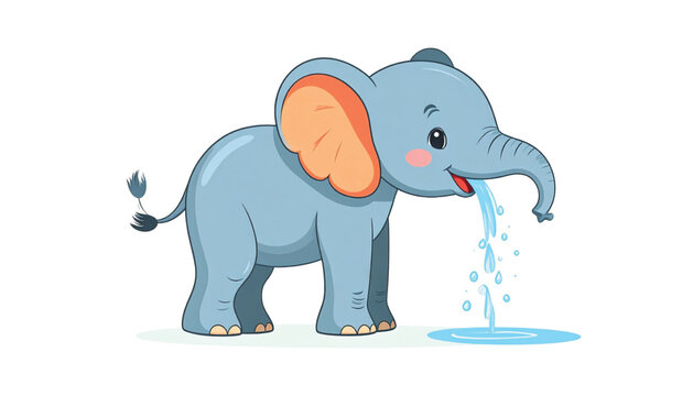 Cartoon elephant spitting water out.