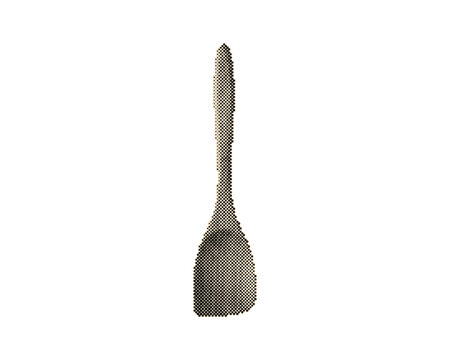 Vintage retro halftone cooking spatula with circle dot pattern texture isolated on white background