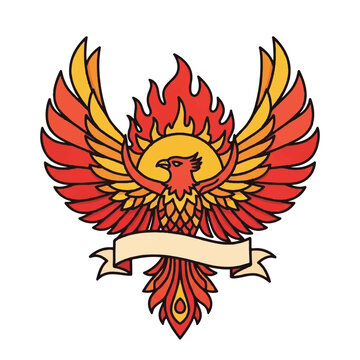 Vibrant Phoenix Bird with Flames.
