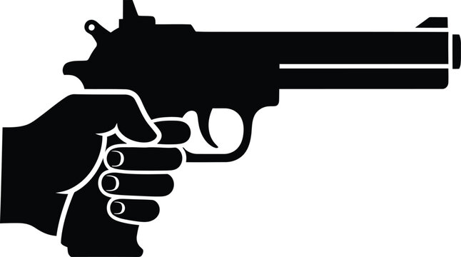 Hand holding a gun in a shooting stance silhouette