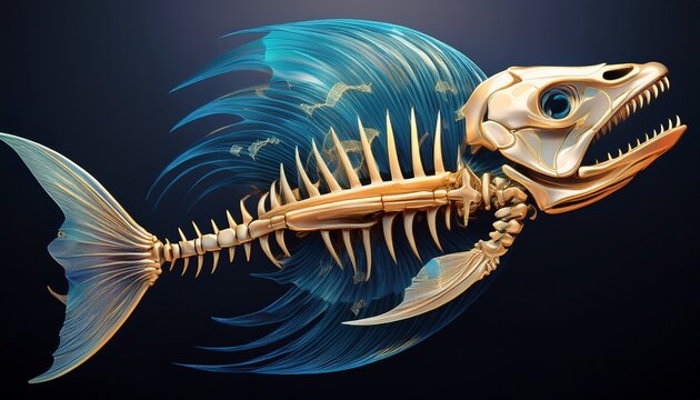the symbol of predatory sea fish skeleton