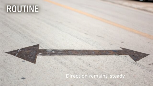 Direction Sign on Ground Indicating Steady Path for Daily Routine and Navigation in Urban Environment