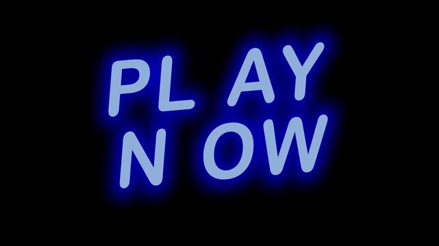 Vivid Blue Neon CTA 'PLAY NOW' Seamless Loop with Clear Background, Perfect for Gaming and Mobile App Promos