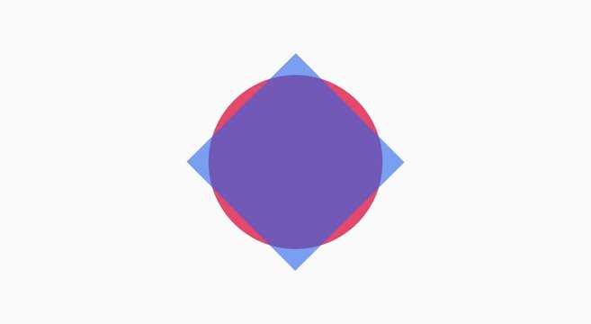 Minimalist geometric motion with rotating circle and square shapes animation