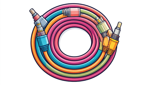 Colorful Coiled Audio Cables Closeup.