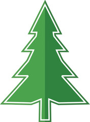 Obraz premium Simple green pine tree icon with flat design and minimalist style for holiday and nature graphics