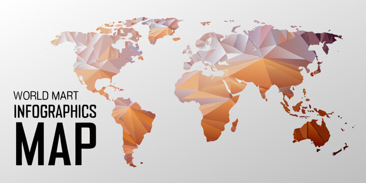 Polygonal world map a low poly vector illustration with gradient colors
