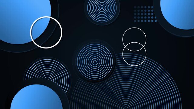 Abstract dark background with concentric circles and gradient geometric modern design animation