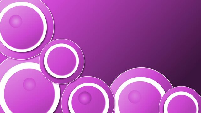 Abstract background layered circular shapes and rings across the bottom-left to right animation