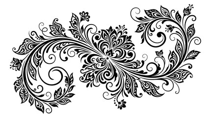 Abstract floral vector design with vintage flowers leaves ornamental swirls and elegant decorative border pattern © Malkis