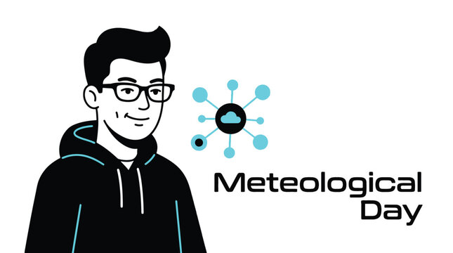 Meteorological Day Concept with Person and Cloud Data Network Illustration
