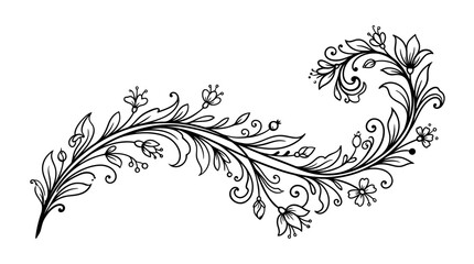 abstract floral vector pattern with flowers, leaves, swirls and ornaments in vintage black decorative background illustration © Malkis