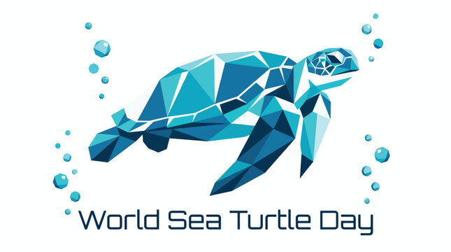 Geometric Blue Sea Turtle Illustration for World Sea Turtle Day