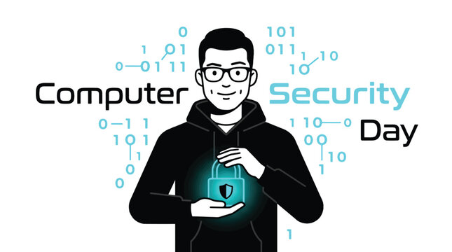 Computer Security Day Digital Protection with Person Holding Lock