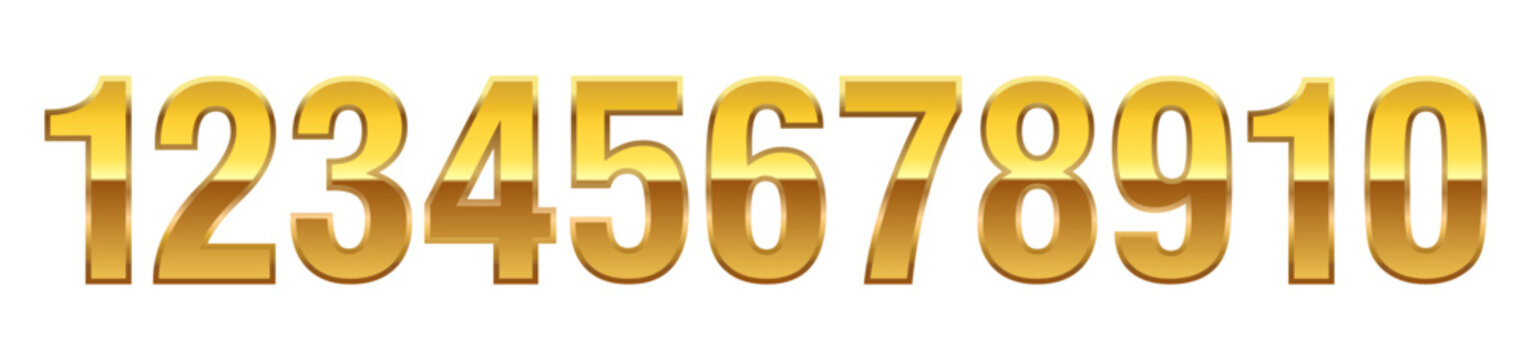 Collection of shiny gold numerals, universal vector set for graphic design, anniversary dates, pricing, or festive headings.