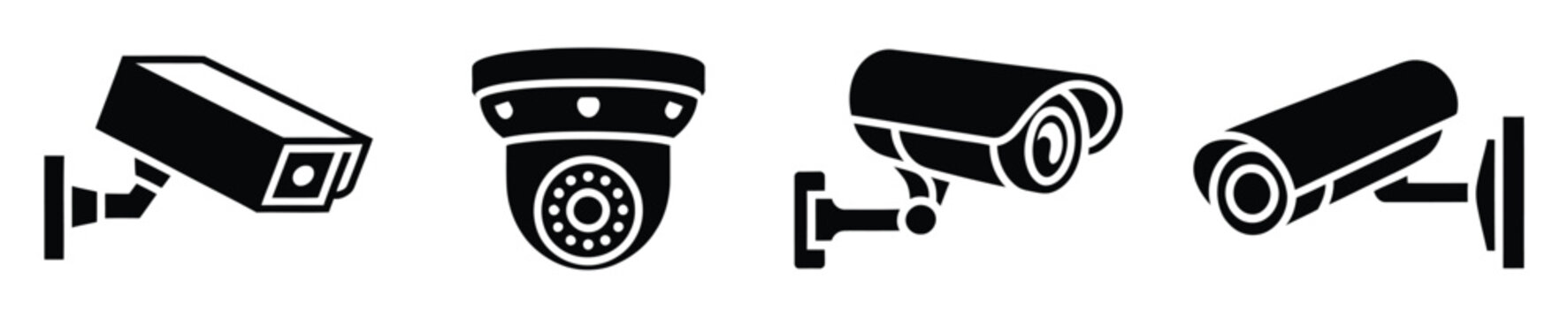 CCTV Camera Icon Vector isolated surveillance security system symbols in digital art style for monitoring safety and protection design