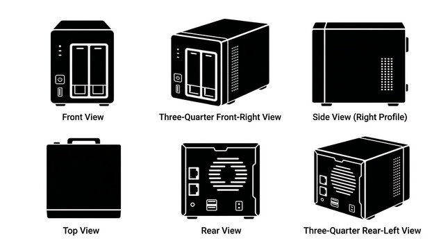 Comprehensive Silhouette Perspectives of 2 Bay NAS Storage Device