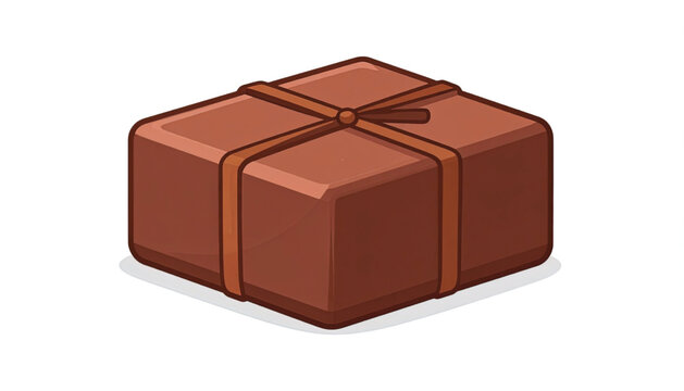Brown gift box with ribbon.