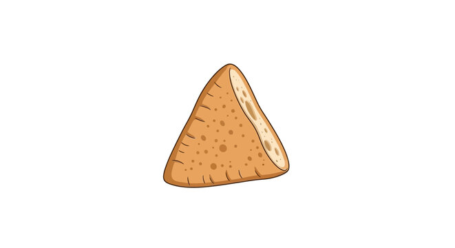 Triangular Golden Brown Pastry Slice Vector Illustration